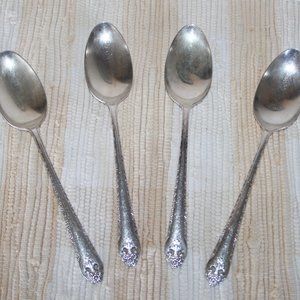 VTG HOLMES & EDWARDS SP IS '37 LOVELY LADY SOLID SERVING SPOONS SET of (4) FLATW